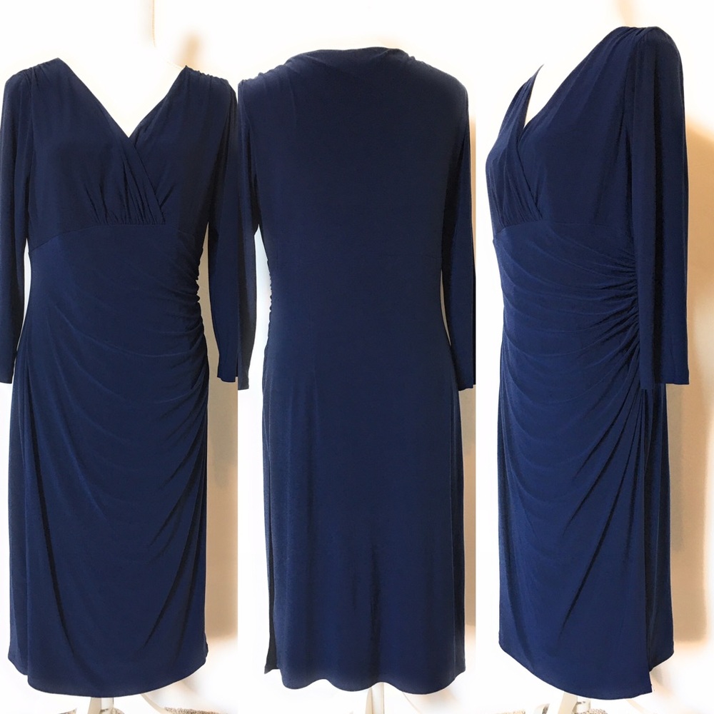 Lauren/Ralph Lauren Blue faux wrap dress, Sz 12